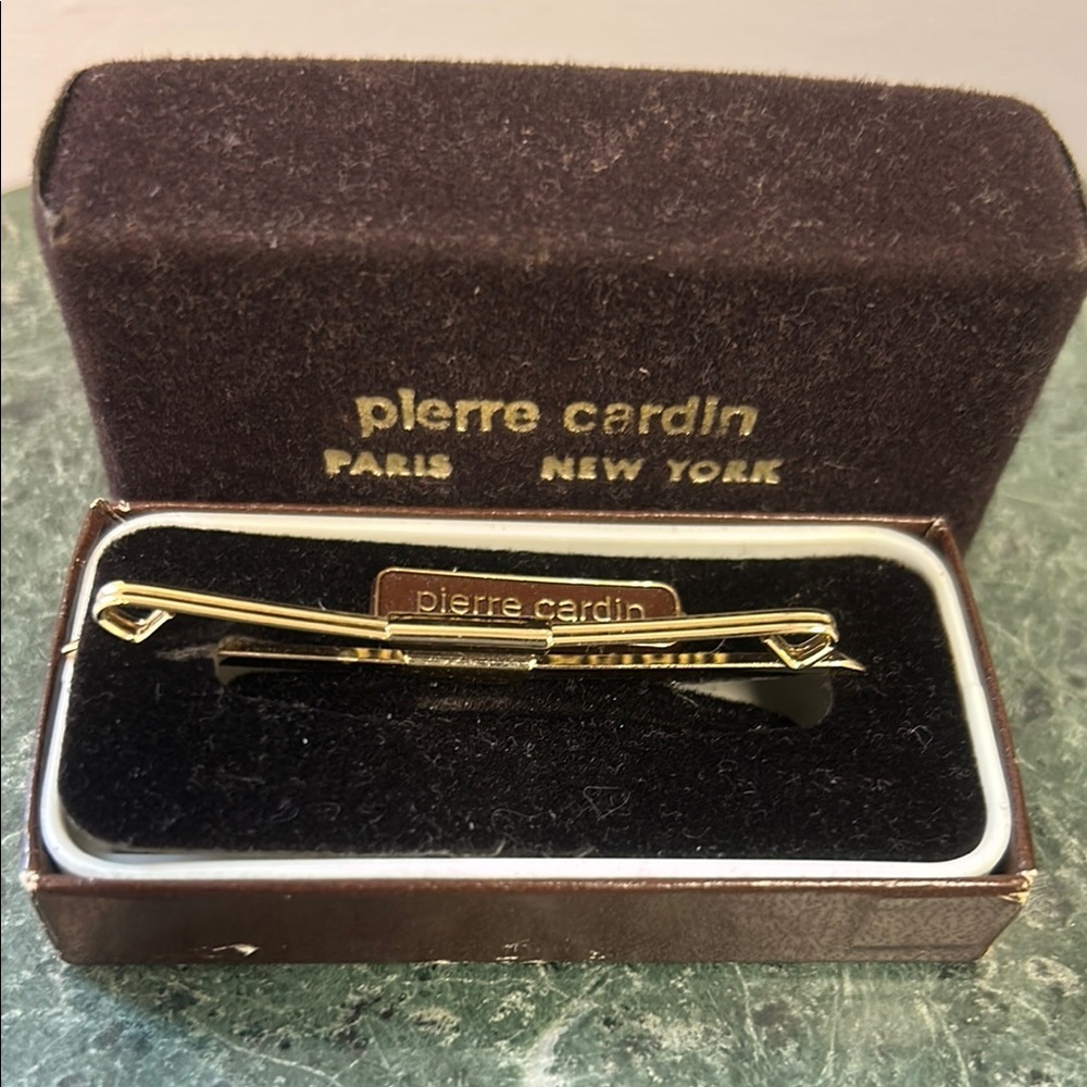 Pierre Cardin Gold Tone Tie Clip Bar in Original Box